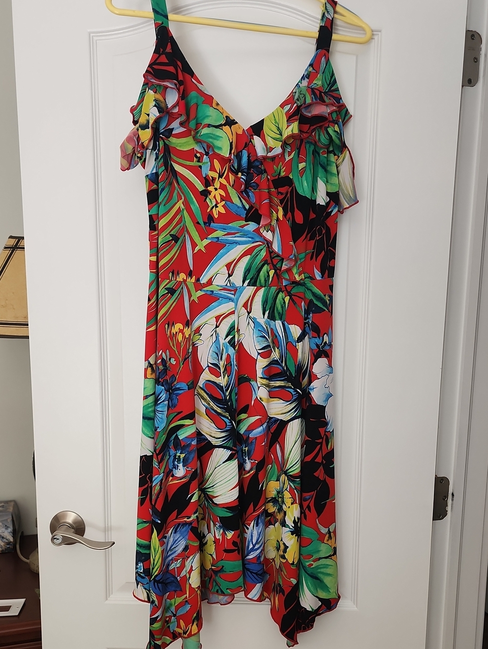 Tropical Floral Red Sundress with Ruffle Straps CRUISE WEAR